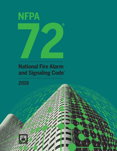 Front cover of NFPA 72 National Fire Alarm and Signaling Code 2019 Edition paperback, featuring the official NFPA logo.
