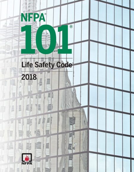 NFPA 101 Life Safety Code 2018 edition softbound book cover for building and fire safety standards