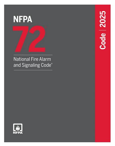 Front cover of NFPA 72 National Fire Alarm and Signaling Code 2025 Edition paperback, featuring the official NFPA logo.