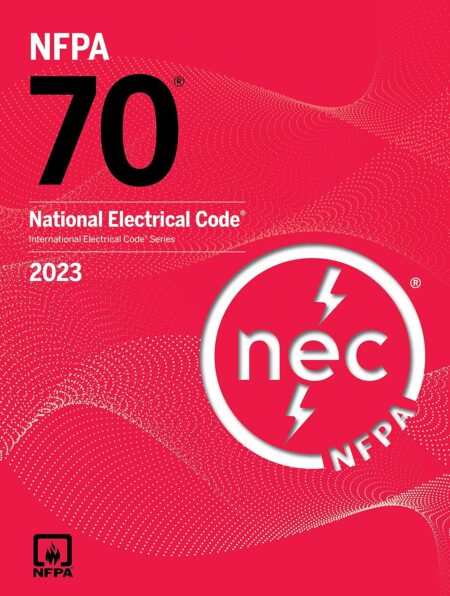 Front cover of the NFPA 70 National Electrical Code (NEC) 2023 Edition in Spiralbound format, showing the spiral binding on the left edge.