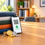 Pay with cryptocurrency for professional books online using a smartphone